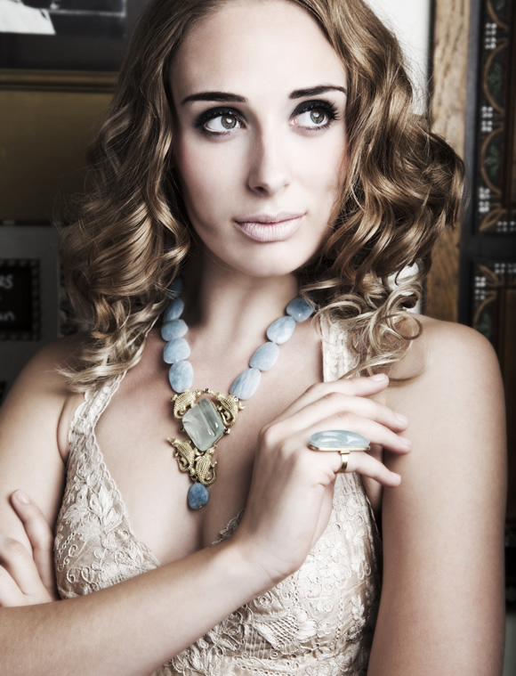 Rachel McDowall wears a Lucy Tamman Antique Gold Cami dress